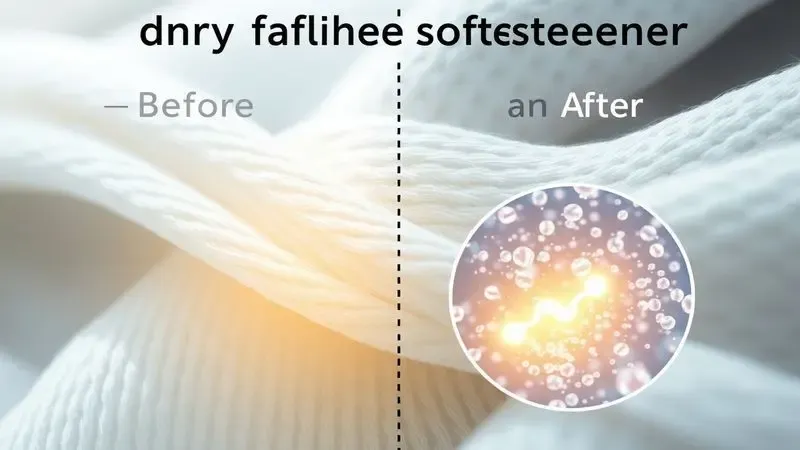 Ilustração conceitual mostrando a ação dos amaciantes nas fibras têxteis antes e depois do tratamento