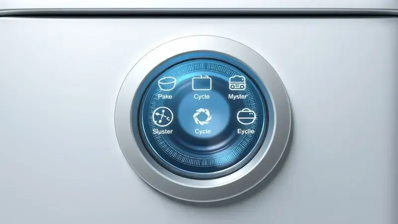 Ilustração conceitual de painel de controle de máquina de lavar com diferentes ciclos de lavagem