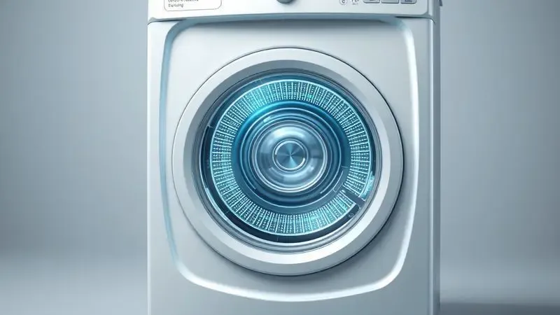 Ilustração conceitual da ciência de pesagem e balanceamento de cargas em máquinas de lavar Samsung