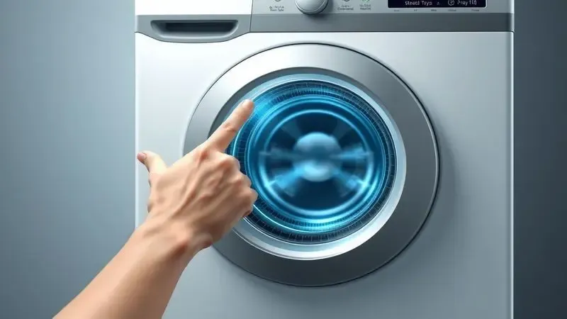 Ilustração conceitual de mão apontando para painel de controle para interromper ciclo de secagem