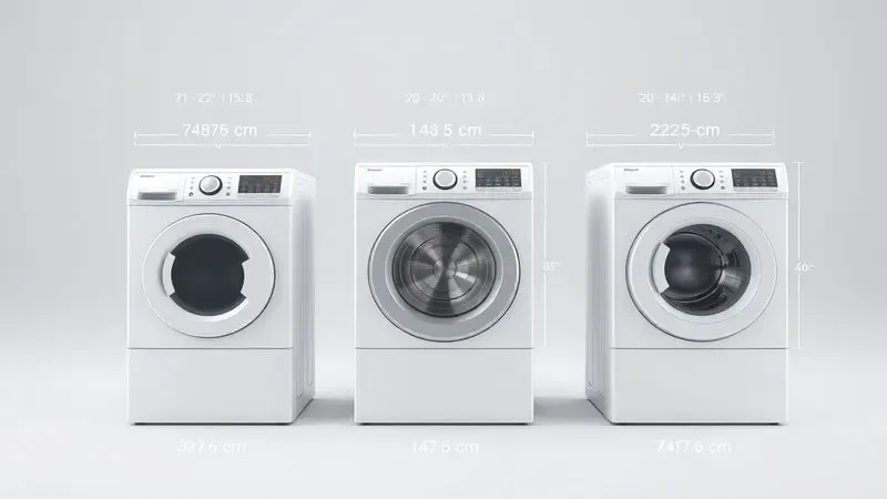 Comparação visual entre diferentes capacidades de máquinas lava e seca Midea mostrando tamanhos 10,5kg, 11kg e 13kg