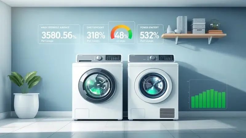 Consumo de energia e eficiência energética de lava e seca de 13 kg, ilustração conceitual