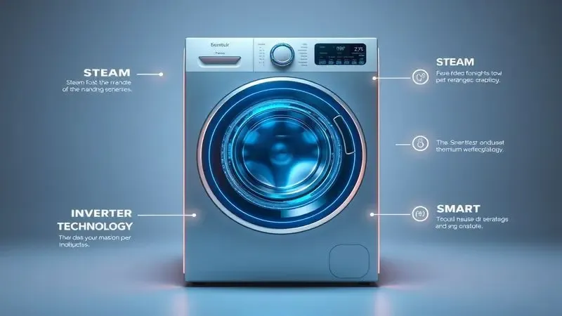 Renderização 3D conceitual destacando principais funcionalidades de lava e seca premium