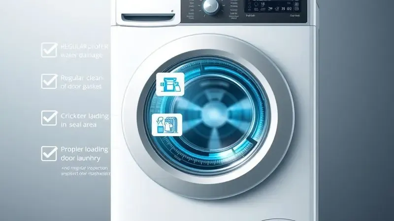 Infográfico ilustrativo com dicas de prevenção para evitar travamento da porta de lava e seca.