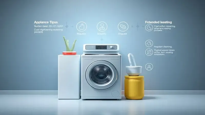 Ilustração conceitual de cuidados e manutenção preventiva para prolongar vida útil de eletrodomésticos