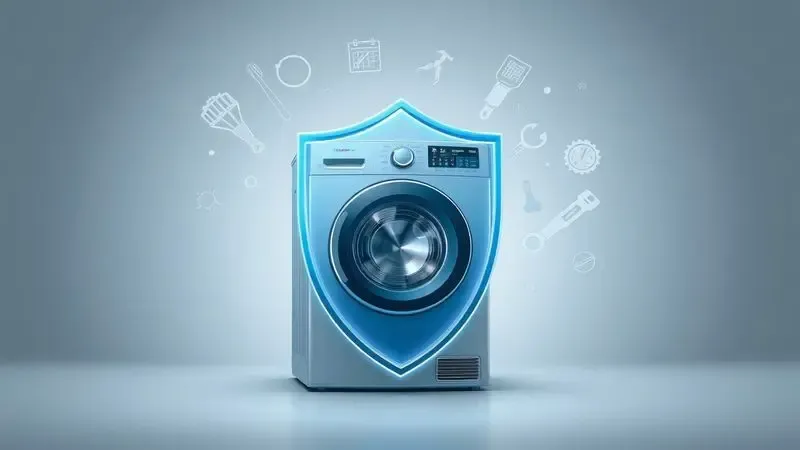 Cena ilustrativa conceitual sobre durabilidade e manutenção de eletrodomésticos, representando proteção e cuidados prolongados.