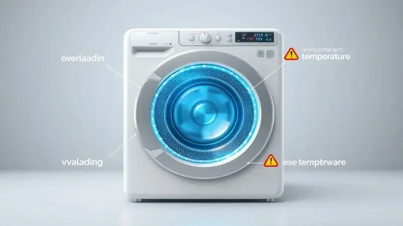 Visualização conceitual dos erros comuns no molho de roupas em máquinas lava e seca