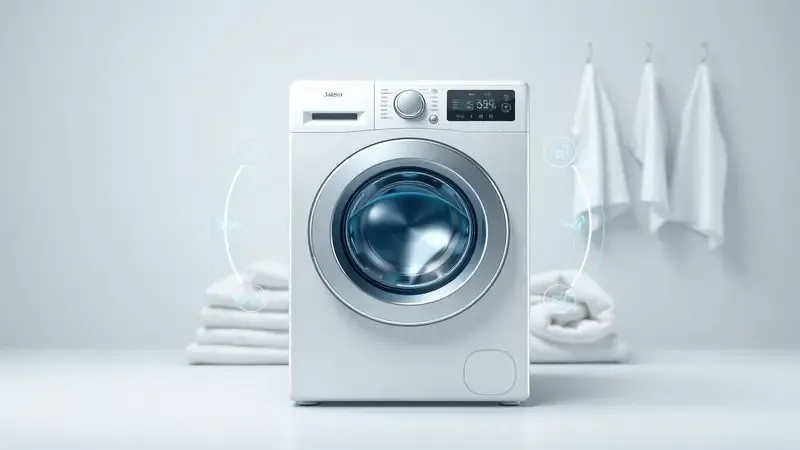 Ilustração conceitual de lavadora perfeitamente calibrada funcionando de forma silenciosa e eficiente