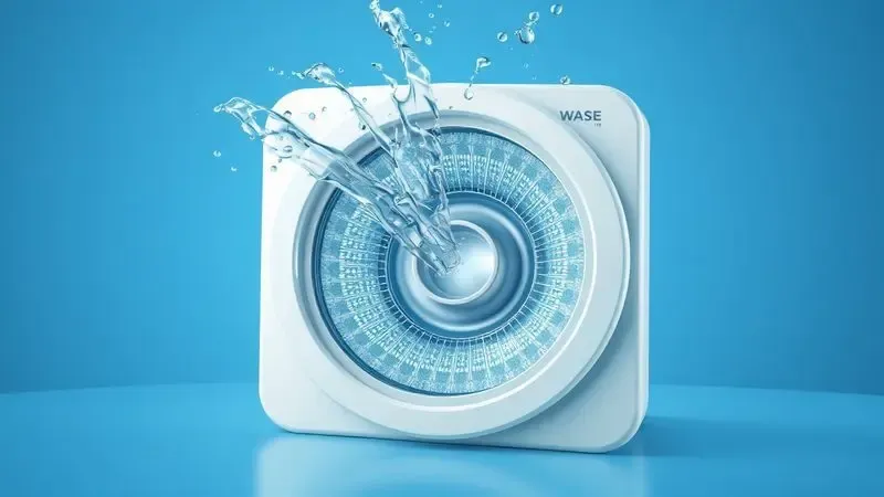 Ilustração conceitual do processo de limpeza de filtro de detritos em máquinas de lavar, visualização artística
