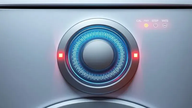 Ilustração conceitual de painel de controle mostrando sequência para ativar modo de calibração