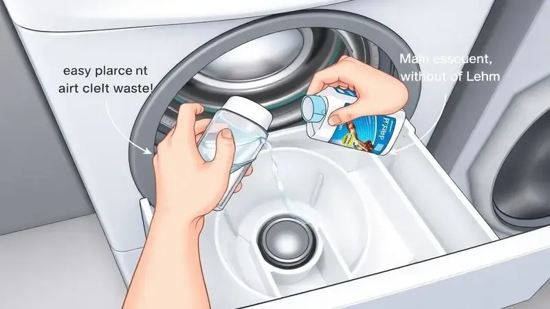 Ilustração do passo a passo correto para colocar sabão na lava e seca Samsung