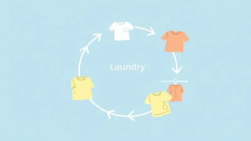 Fluxograma ilustrado do processo correto de lavar e secar roupas