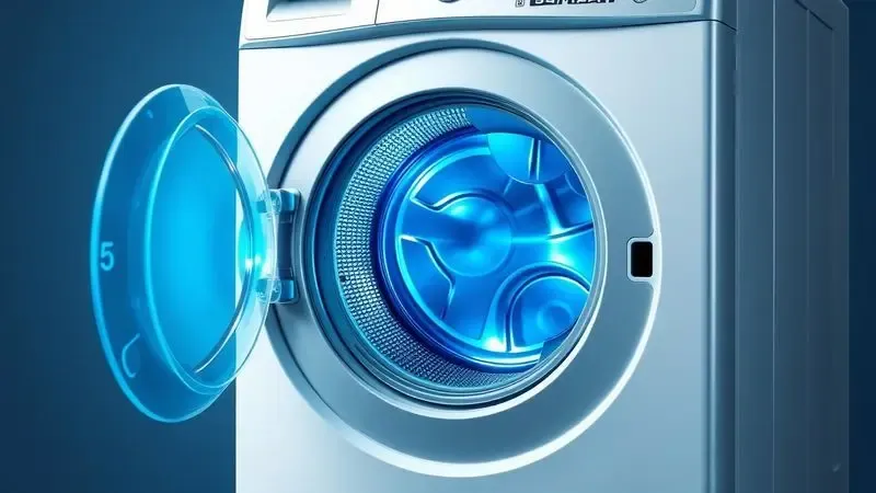 Ilustração conceitual dos mecanismos de segurança e sistema de resfriamento da porta da lava e seca