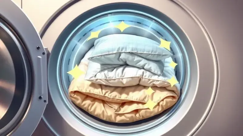 Ilustração do correto posicionamento de edredons e travesseiros no tambor para secagem equilibrada