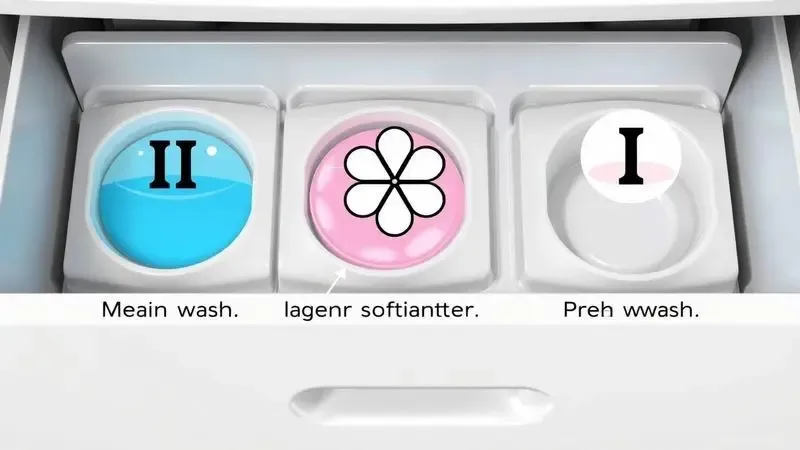 Ilustração didática dos símbolos dos compartimentos de lava e seca Samsung