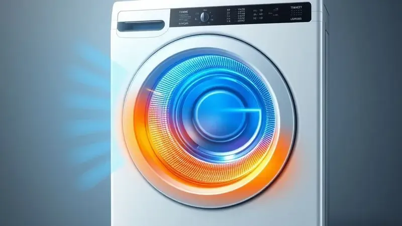 Ilustração conceitual do sistema de resfriamento e fluxo de ar em máquina lava e seca