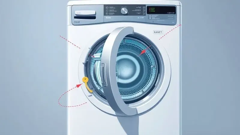 Solução conceitual para porta de lava e seca que permanece travada após o ciclo.