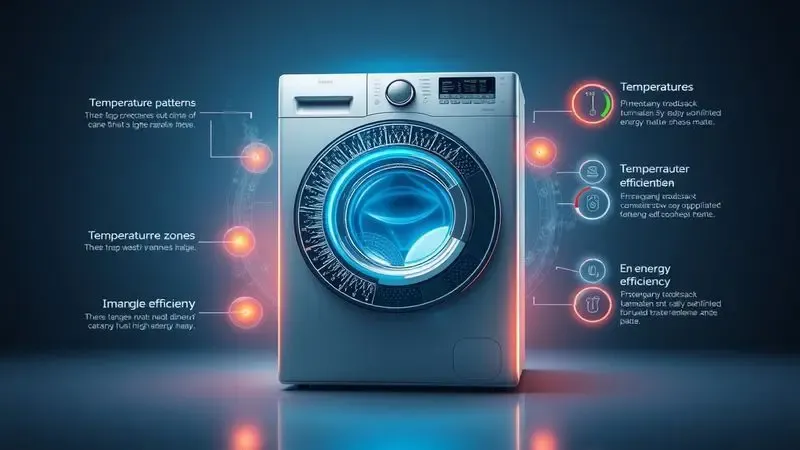 Visualização conceitual das tecnologias avançadas e funções especiais das máquinas lava e seca Midea